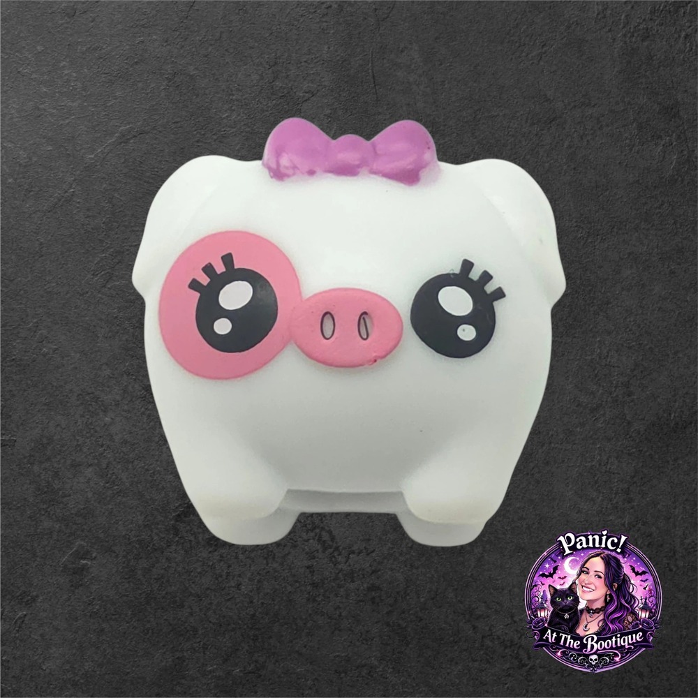 Shopkins Petkins Pig Mini Figure White Pink Purple Bow Kawaii Toy Collectible